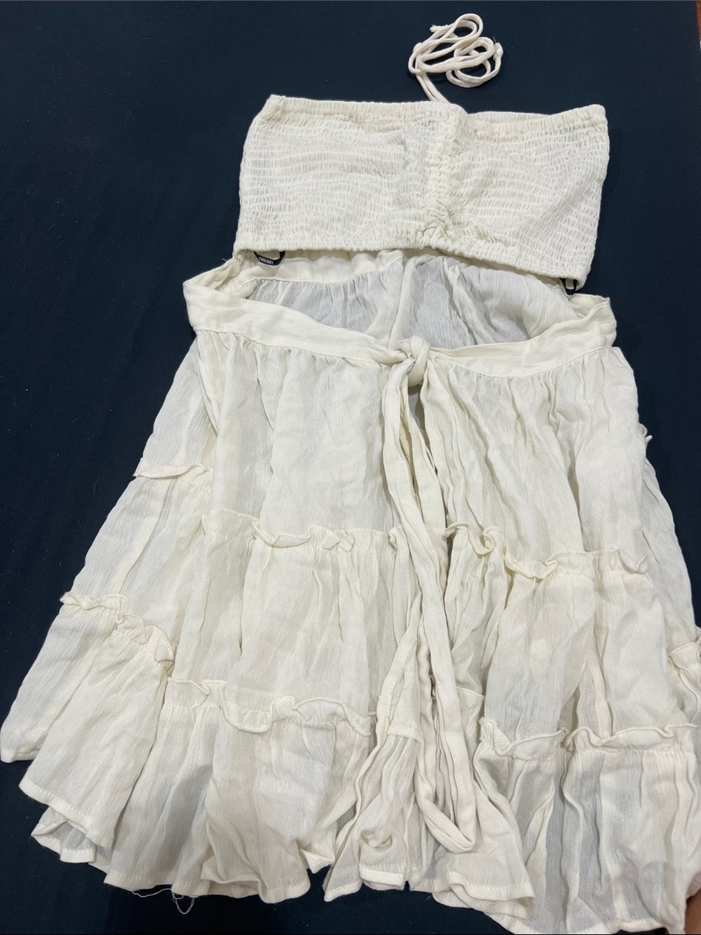 Forever 21 Off-White Strapless Tiered Maxi Dress